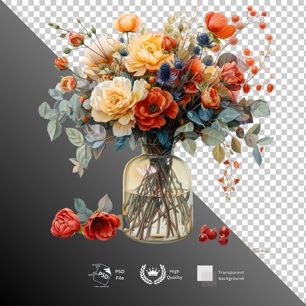 PSD bouquet isolated on transparent background