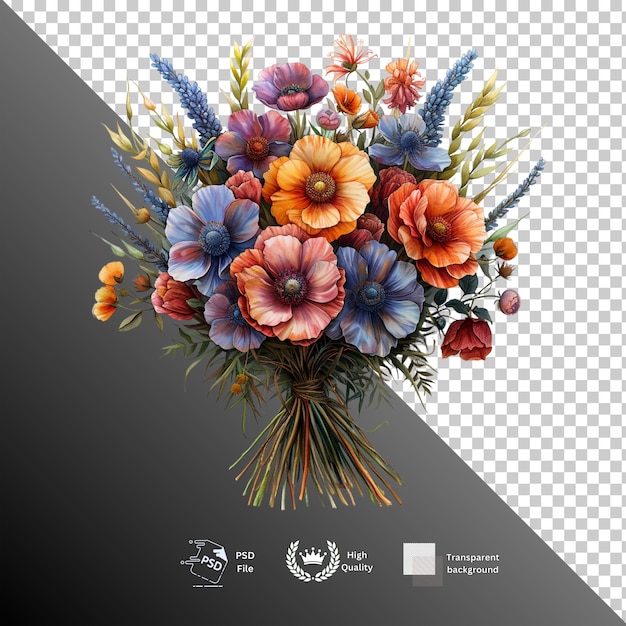 PSD bouquet isolated on transparent background