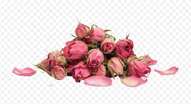 a bouquet of pink roses with a white background