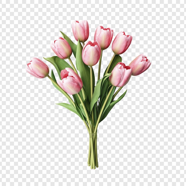 PSD a bouquet of pink tulips on a transparent background