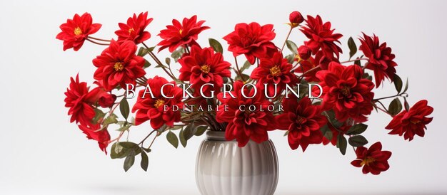 PSD bouquet of red flowers in a vase isolated white background