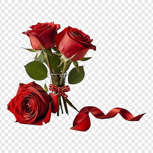 PSD bouquet of red roses isolated on transparent background