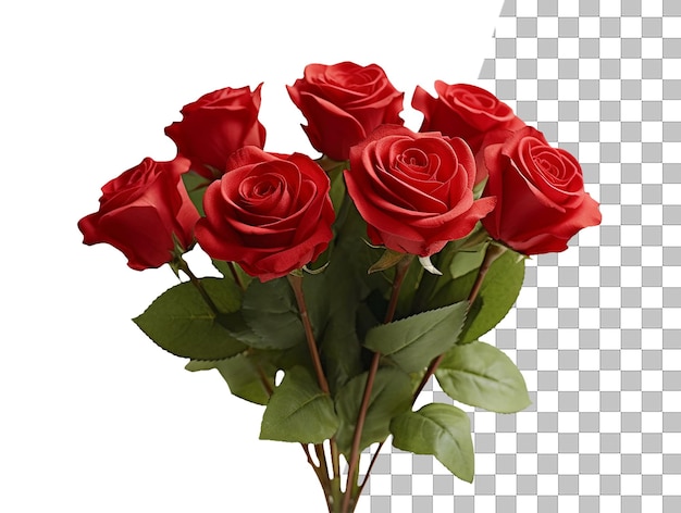 A bouquet of red roses with a transparent background