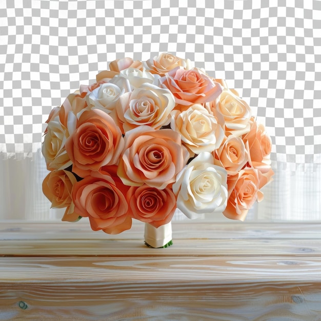 a bouquet of roses sits on a table with a checkered pattern in the background