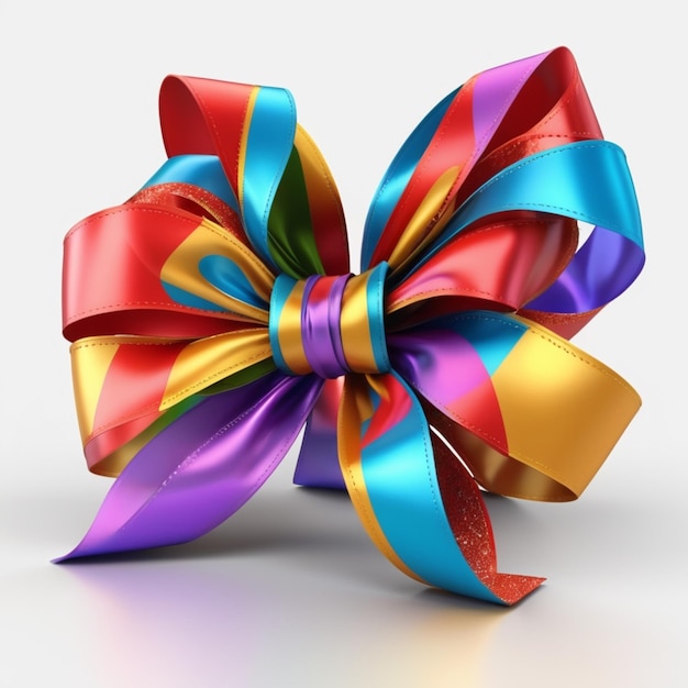 a bow made by colorful ribbon is tied with a bow