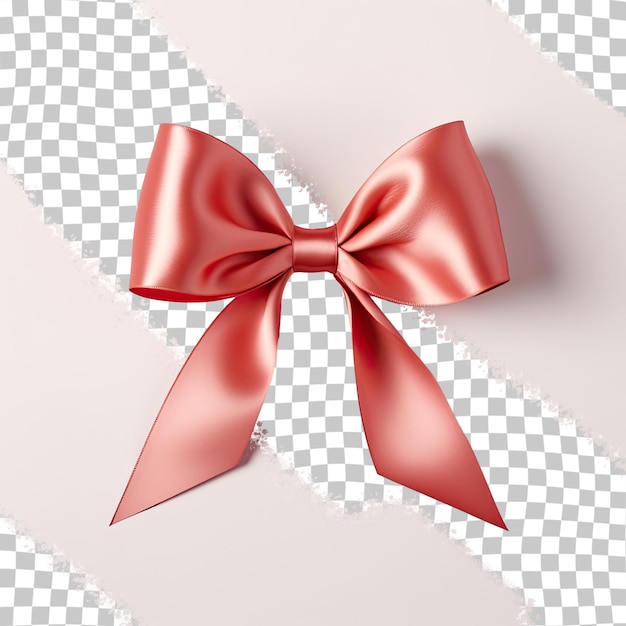 a bow with a red ribbon on it is on a checkered background.