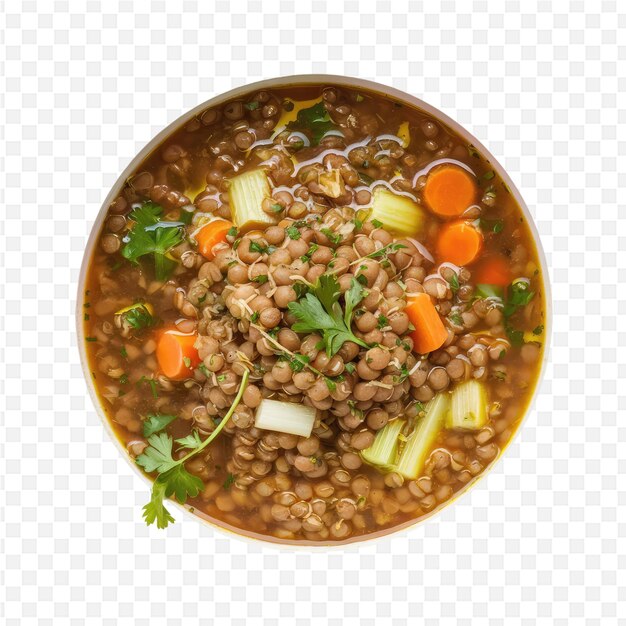 a bowl of beans with carrots and beans with a green leaf