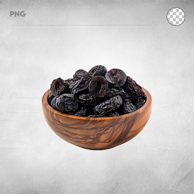 a bowl of black beans and a crocus isolated on transparent background