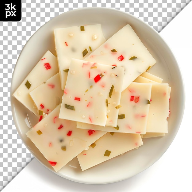 a bowl of cheese with a picture of a bowl of cubes