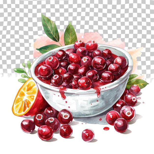 PSD a bowl of cherries with a bowl of fruit and a lemon wedge