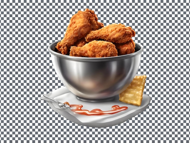 Bowl of chicken wings isolated on transparent background