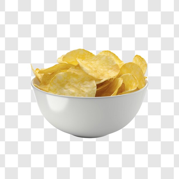 PSD bowl of chips on white background render ultra realistic