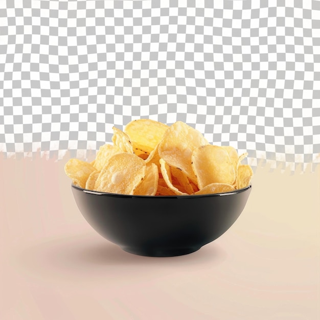 PSD a bowl of chips with a checkered background with checkered pattern