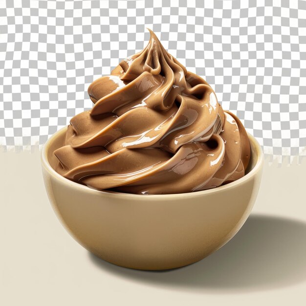 PSD a bowl of chocolate ice cream with a white background