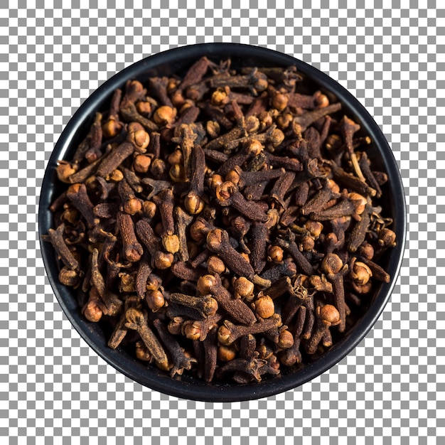 Bowl of cloves with transparent background