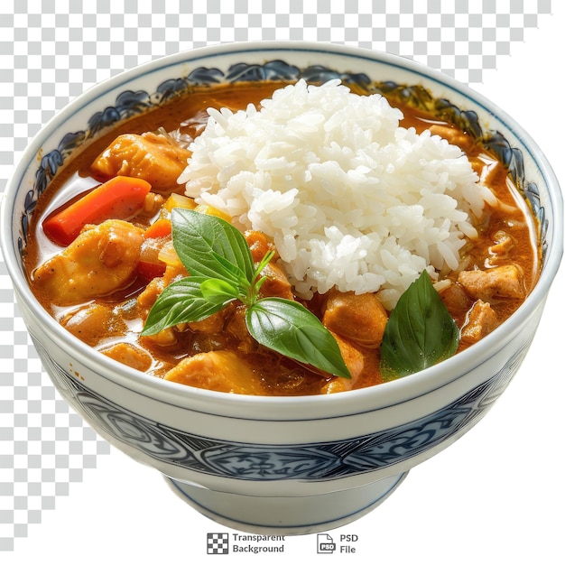 PSD a bowl of curry with rice transparent background