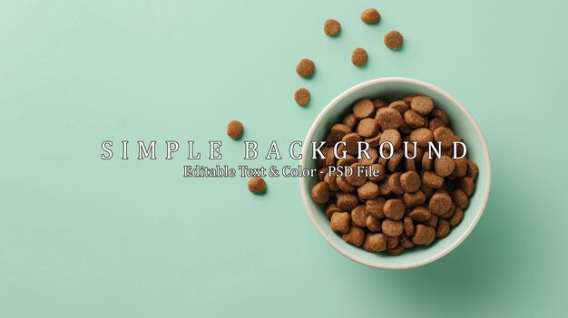 PSD a bowl of dry kibble dog food on light green background