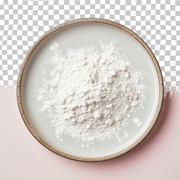 PSD a bowl of flour with a wooden rim and a white background with a wooden rim