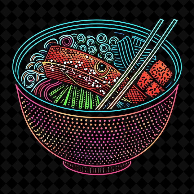 PSD a bowl of food with a colorful design on the bottom