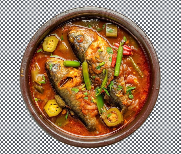 a bowl of food with a fish and vegetables in it