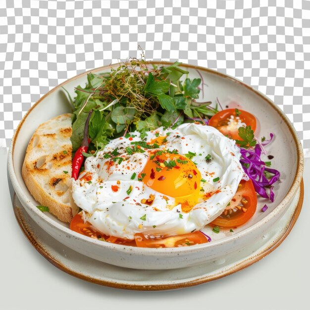 PSD a bowl of food with a fried egg on it