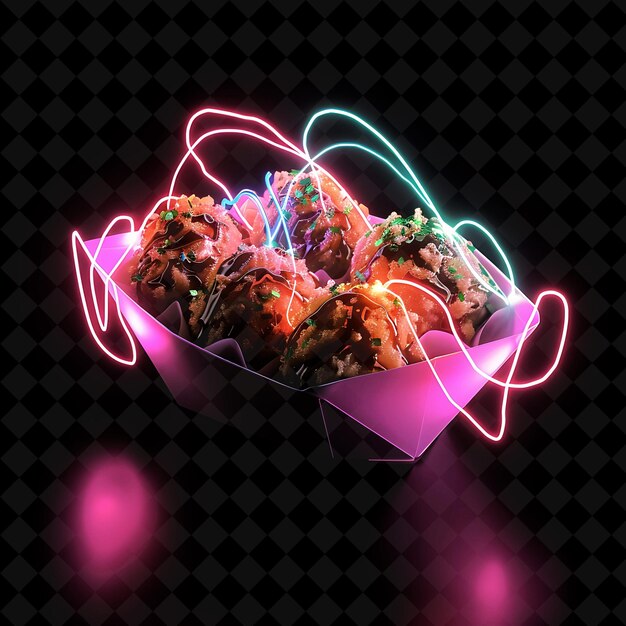 PSD a bowl of food with a neon light on it