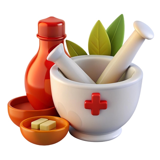 a bowl of food with a red cross on it