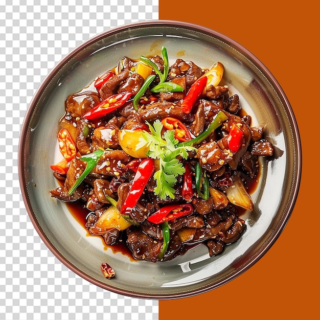 PSD a bowl of food with a red pepper on it