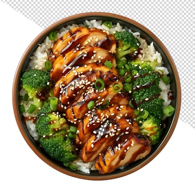 a bowl of food with rice broccoli and rice