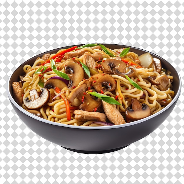 A bowl full of yummy noodles Isolated on transparent background PSD file