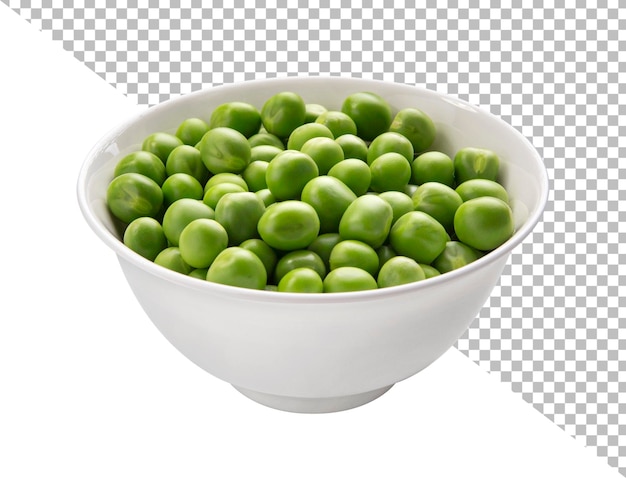 Bowl of green peas isolated on white