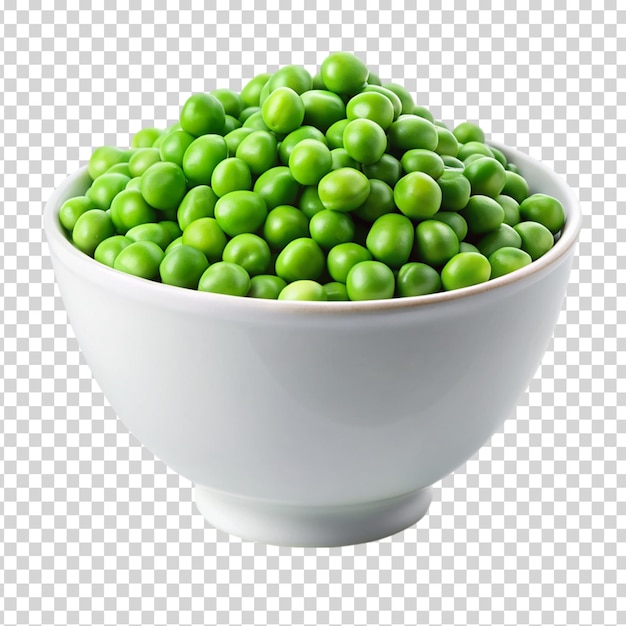 A bowl of green peas on transparent background