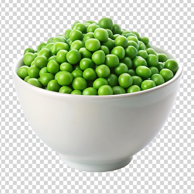 A bowl of green peas on transparent background