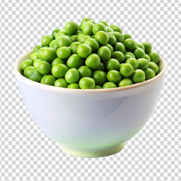 A bowl of green peas on transparent background