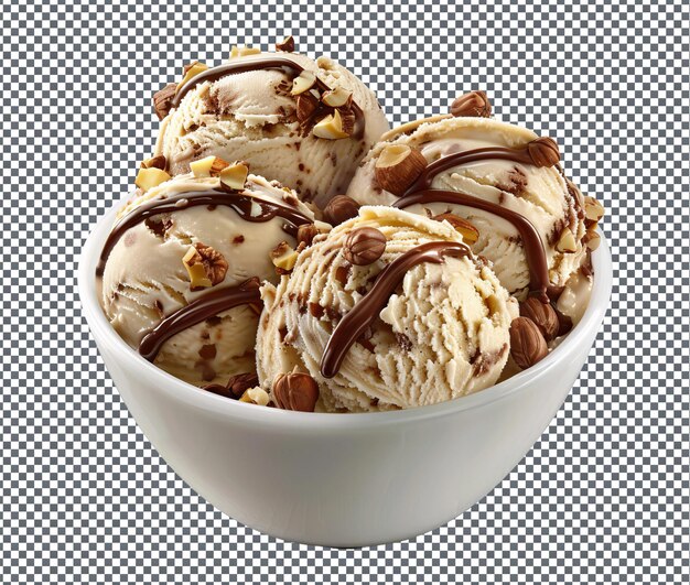 PSD a bowl of ice creams with chocolate on it