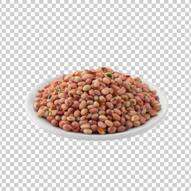 a bowl of lentils with a white plate and a cut out of it