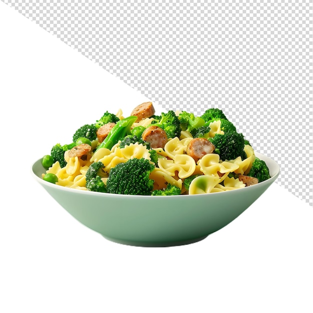 a bowl of macaroni and cheese with broccoli and macaroni