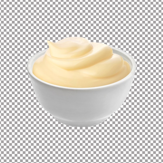 A bowl of mayonnaise isolated on transparent background