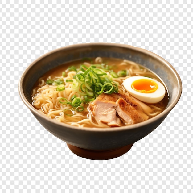 a bowl of noodles with an egg on it