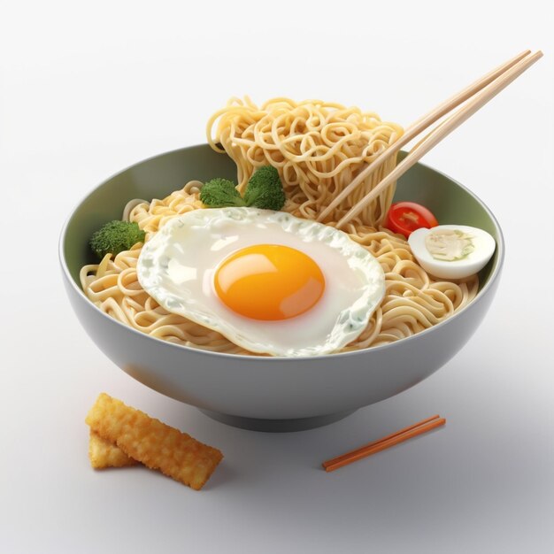 PSD a bowl of noodles with an egg and noodles in it