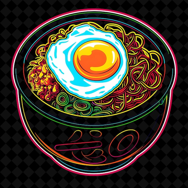 PSD a bowl of noodles with a fried egg on it