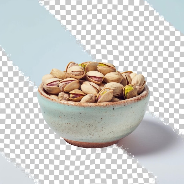 a bowl of nuts with a white background with a green stripe