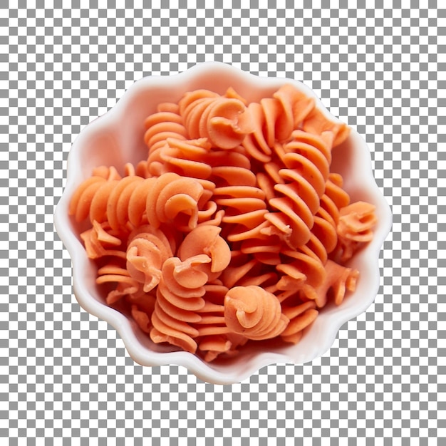 Bowl of orange pasta with transparent background