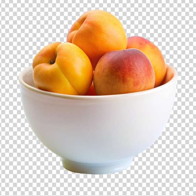 A bowl of peaches on transparent background