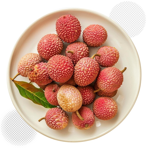 a bowl of prickly lichis pears isolated