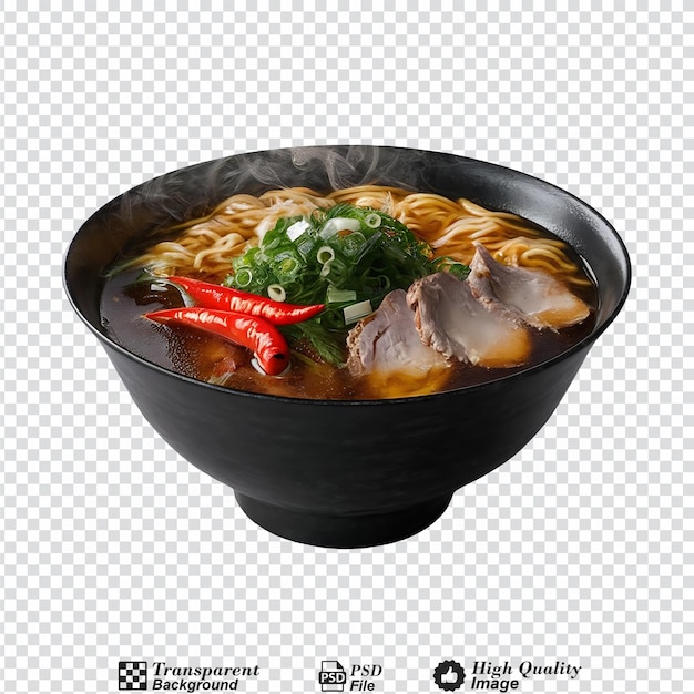 PSD a bowl of ramen soup with egg and green onions isolated on transparent background