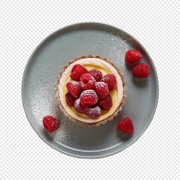 PSD a bowl of raspberries with a pie on it