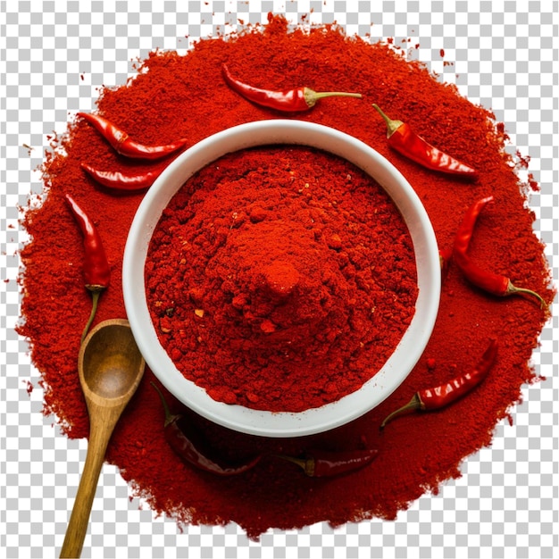 a bowl of red pepper with a spoon in it