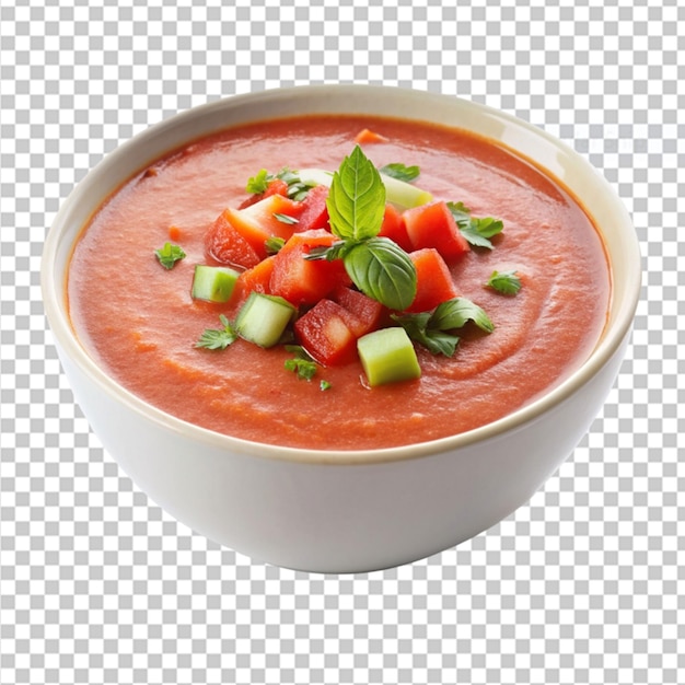 a bowl of refreshing gazpacho soup on transparent background