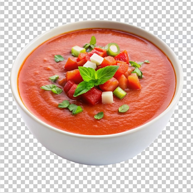 a bowl of refreshing gazpacho soup on transparent background